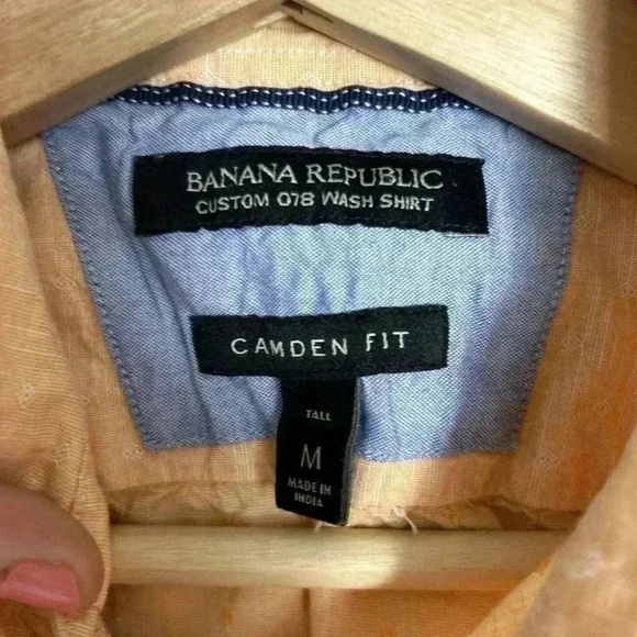 🍌Banana Republic Shirt Mens Medium Camden Fit Custom 078 Wash Pastel Oran… - Picture 2 of 7
